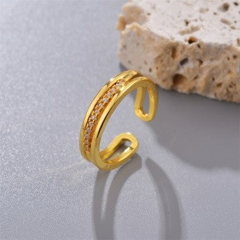 Sleek Gold Open Band – CZ Embedded Minimal Ring