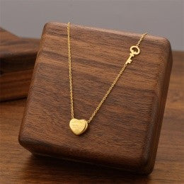 Heart & Key Love Pendant Necklace – Gold & Rose Gold