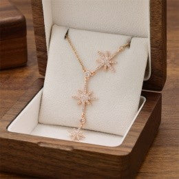 Triple Star Drop CZ Necklace – Gold, Rose Gold & Silver