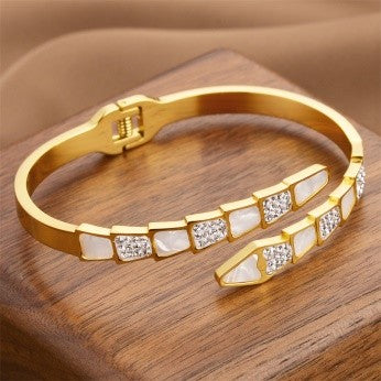 Sleek Snake-Head Bangle – Gold, Rose Gold & Silver Finish