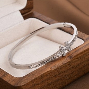 Minimalist Twin Bar CZ Bangle – Gold, Silver & Rose Gold