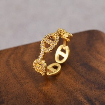 DNA-Inspired CZ Band Ring – Adjustable & Trendy
