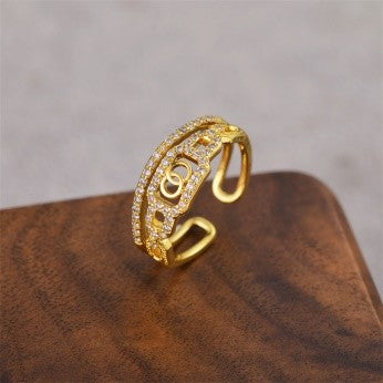 Designer  Motif Ring – Gold-Plated Statement Piece