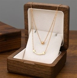 Double Layer Smile & Heart Necklace – Gold & Rose Gold