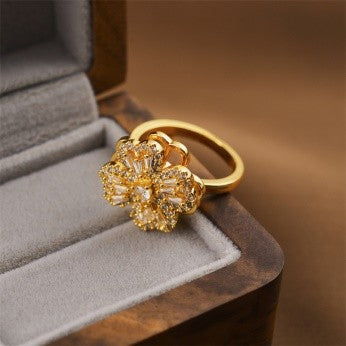 Crystal Bloom Cocktail Ring – Floral Statement Piece