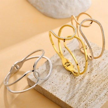 Abstract Curve CZ Bracelet – Sculptural Designer Style
