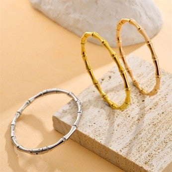 Bamboo-Inspired Metal Bracelet – Natural Minimalist Look