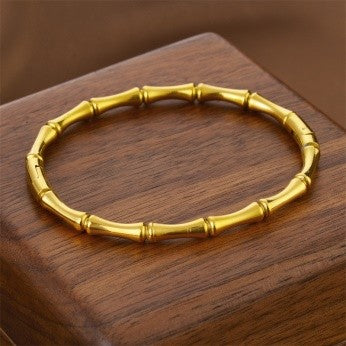 Bamboo-Inspired Metal Bracelet – Natural Minimalist Look