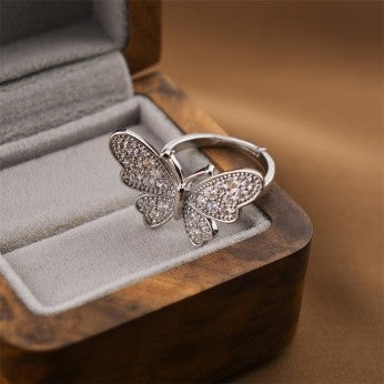 Butterfly CZ Ring – Bold Gold and Silver Statement Design